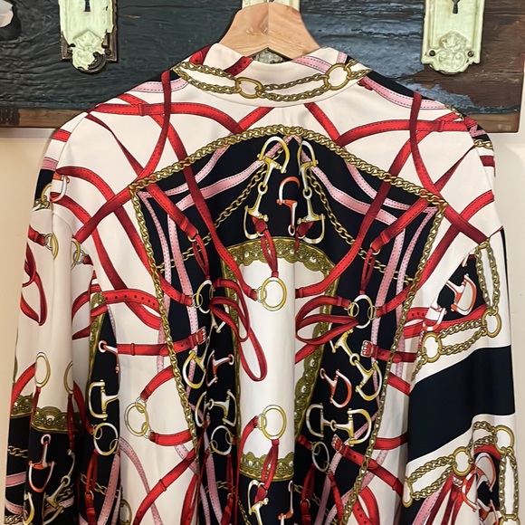 Zara Equestrian Chains and Harness Print Blouse Size Large - Picture 13 of 15